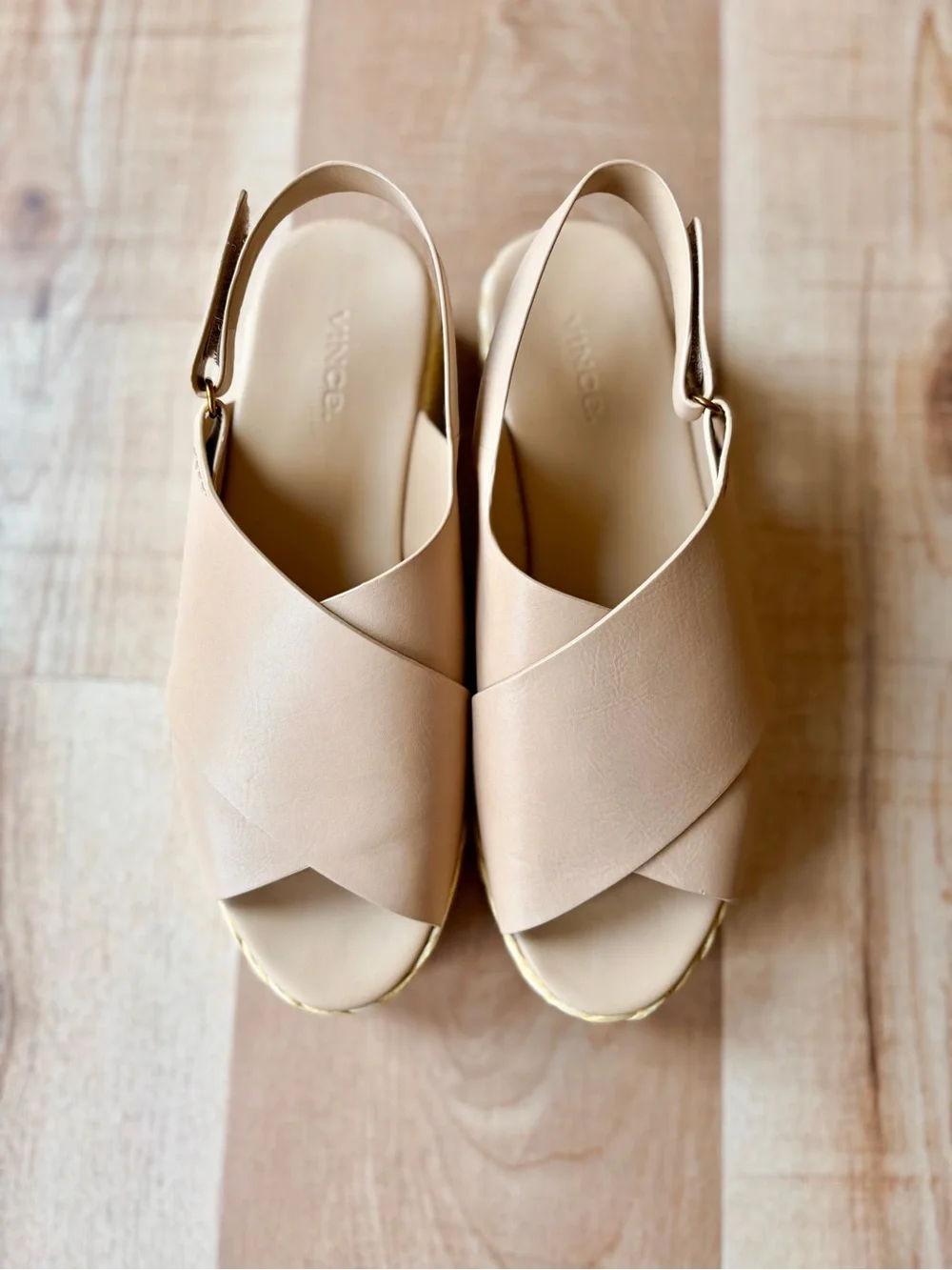 Vince Jesson Platform Espadrille Sandals in Light Beige Genuine Leather